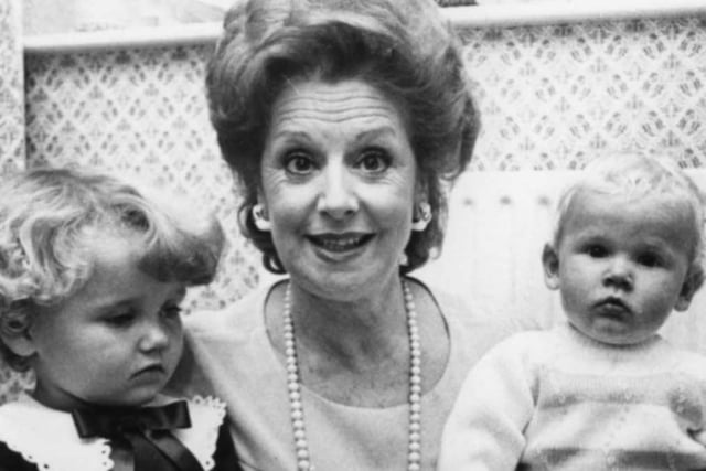 Actress Barbara Knox, who will be familiar to Coronation Street fans as Rita Fairclough, is pictured with two young fans during a visit to Hartlepool in 1984.
