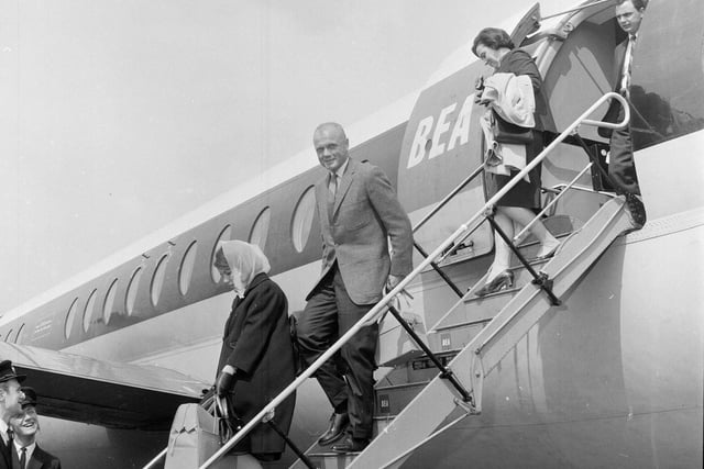 Astronaut John Glenn arrives at Turnhouse Airport in June 1966.