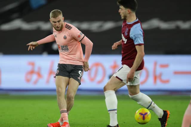 Oli McBurnie came off the bench in Sheffield United's defeat at West Ham last night: David Klein/Sportimage