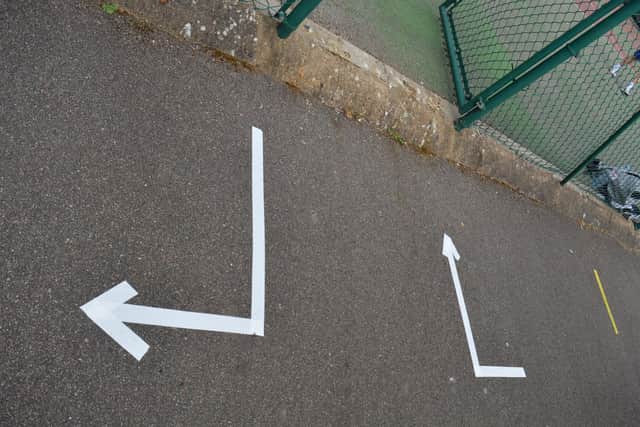 Arrows show the way.