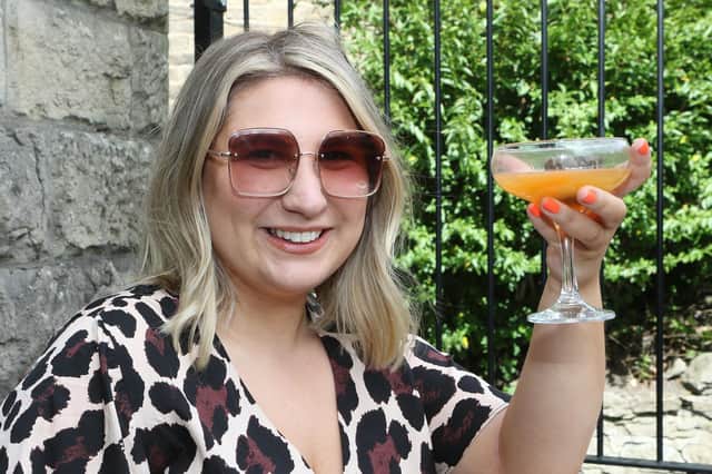 Lizzie Kelly enjoys a tipple at the Arches