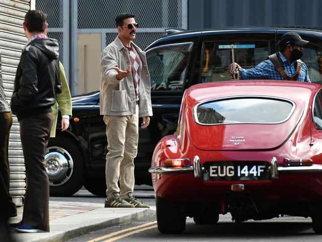 Akshay Kumar during filming.