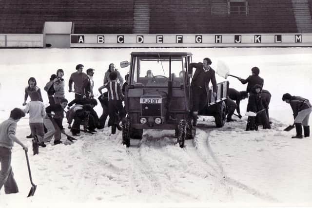 Snow clearing at Bramall Lane Ground for Sheffield United - February 2, 1979.