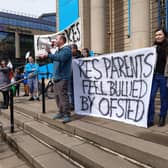 Teachers say they will strike if the Government forces King Edward VII School to become an academy. The picture shows a parents' protest over the plans at City Hall earlier this year.