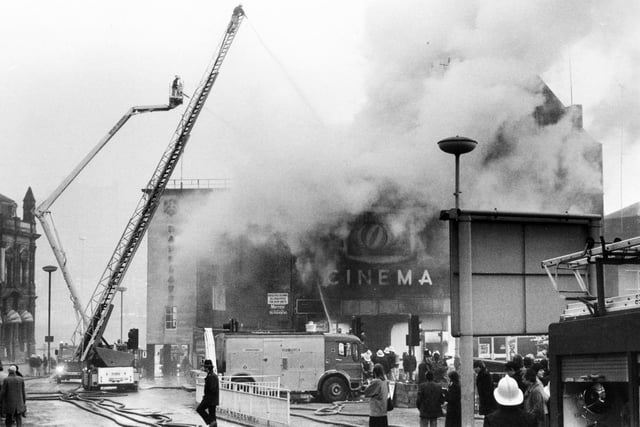The scene of the Classic Cinema fire in Fitzalan Square, Sheffield, in February 1984