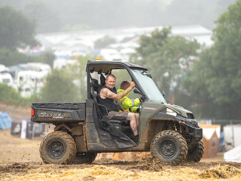 Staff at Wickham Festival on a rainy day one. Picture: Andy Hornby