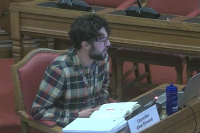 Green party councillor Alexi Dimond. Sheffield Council has decided against requiring taxi drivers to have permanent signs on their vehicles despite “huge” safety concerns.