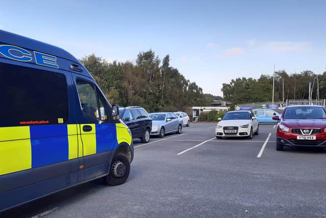 The police van in Ulley Reservoir car park today