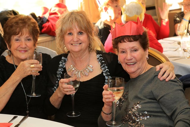 Gloria Stewart's Home Alone Christmas Dinner 2018. Pictured are Barbara Dyson, Anne Barton, and Betty Clarke.