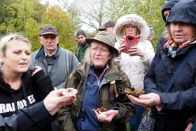 Chris Kelly of Sorby Natural History Society (centre) helping to identify mushrooms in Wardsend Cemetery