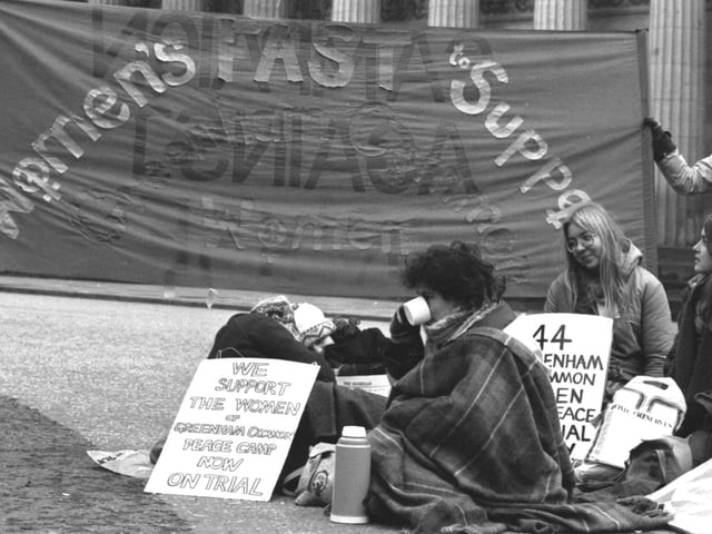 Forty women held a fast at the Mound in Edinburgh in support of the 44 women from Greenham Common peace camp on trial in February 1983.