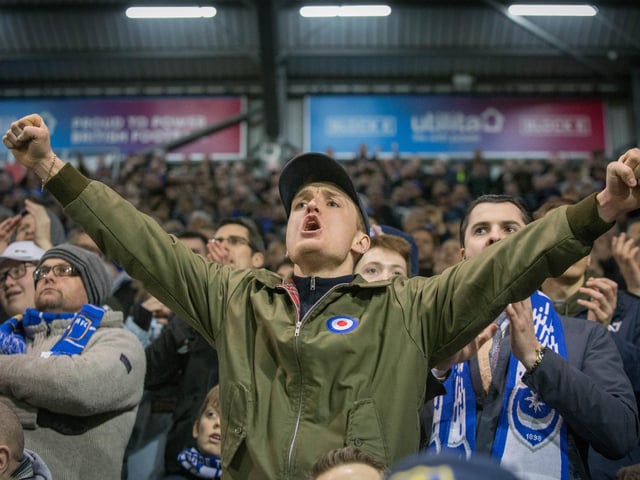 Pompey fans spirits are high even though Arsenal have scored.