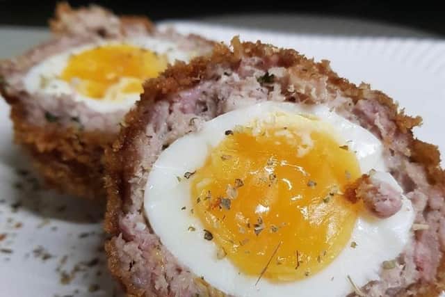 Oliver makes 11 varieties of gourmet Scotch egg, including a popular Henderson's Relish one