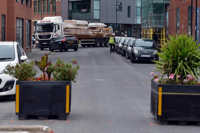 Alma Street is now blocked by planters.