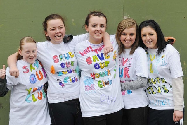 Belle Vue Centre youth club members (left to right) Lauren Queen, Megan Sutheran, Alice Sutheran, Shauna Steel and Lauren Cosby were battling to save the club nine years ago. Does this bring back memories?