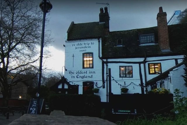 Ye Olde Trip to Jerusalem, Nottingham. Moans and groans are continuously heard from the haunted cellars of this the ancient pub which could date back as far as 1068 AD.