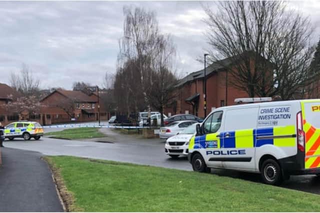 Police at the scene of a shooting in Darnall, Sheffield