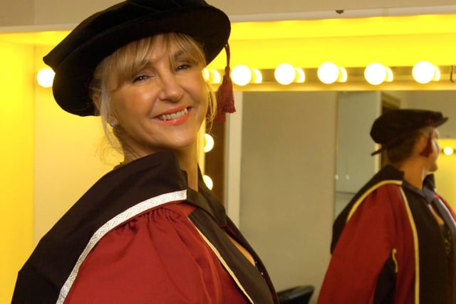 Doncaster-born opera star Lesley Garrett in the dressing room at Sheffield City Hall getting robed up before receiving her honorary degree from Sheffield Hallam University in 2011