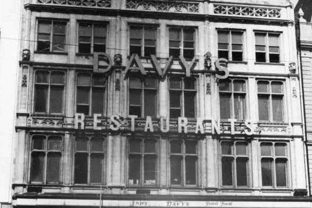Davy's restaurant, in Davy's Building, on Fargate, in Sheffield city centre, in 1973