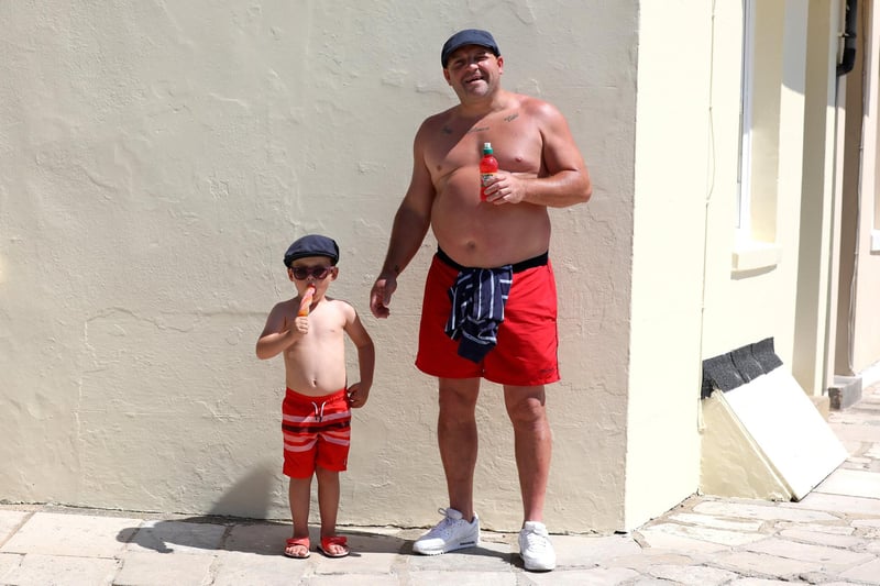 Dad Gary Byrne, 44, and son, Paddy, 3, enjoy each other's company in the sun.
