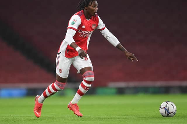 Brooke Norton-Cuffy has joined Rotherham United on loan from Arsenal. (Photo by David Price/Arsenal FC via Getty Images)