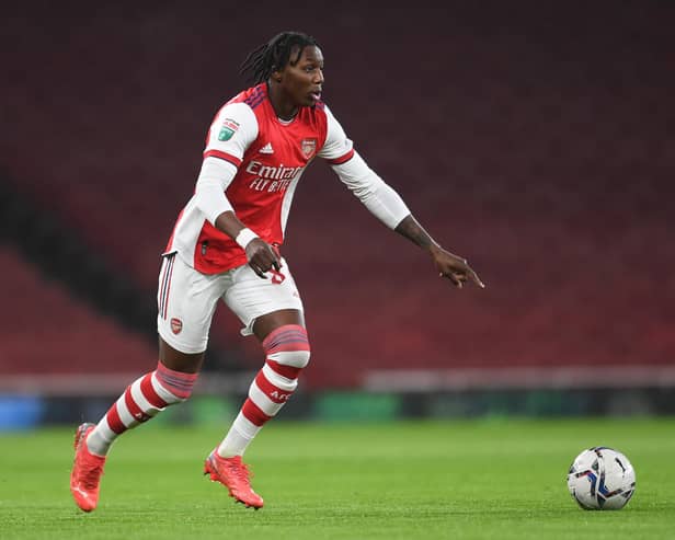 Brooke Norton-Cuffy has joined Rotherham United on loan from Arsenal. (Photo by David Price/Arsenal FC via Getty Images)