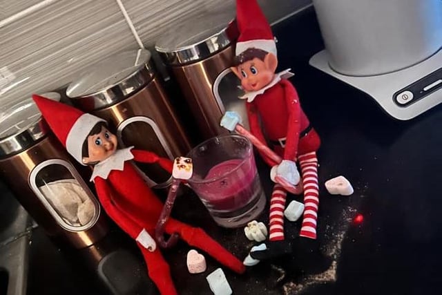 Kerry Frost shared this photo of the elves toasting marshmallows.