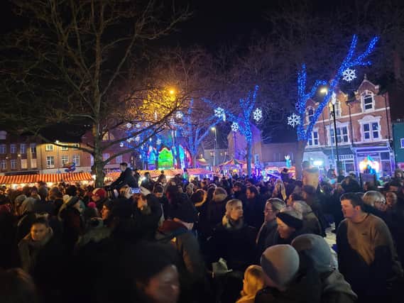 Crowds gathered ahead of the lights switch-on