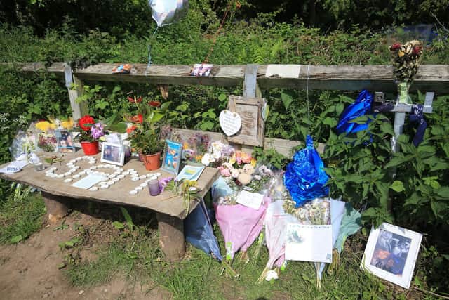 Tributes for Sam Haycock at Ulley Country Park, where the teenager sadly drowned last year. Picture: Chris Etchells