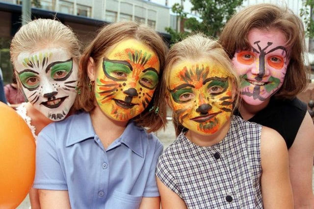Group of girls that got their face painted at the 'Doncaster by the Sea' event in 1999.