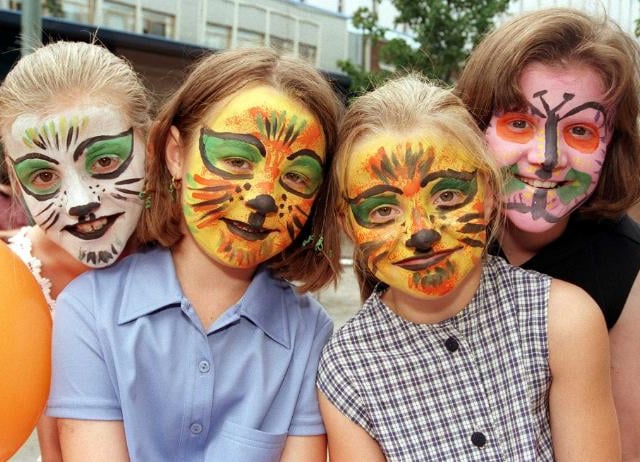Group of girls that got their face painted at the 'Doncaster by the Sea' event in 1999.