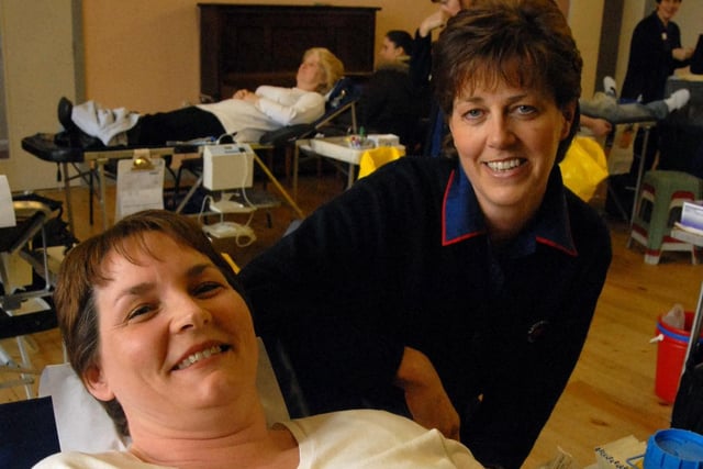 Anne Moffit gets ready to give blood at a session in Cleadon Methodist Church and nurse in charge Janet Lewis was on hand to make sure everything went smoothly in 2006.