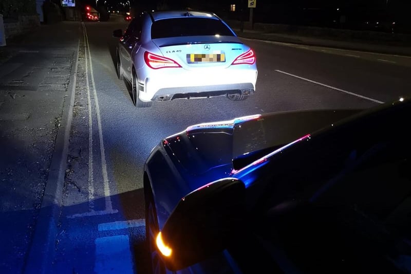 Police tweeted: "Overtaking a stream of vehicles at excess speed in a 30mph zone. 
"One of those happens to us in an unmarked car. Oh dear oh dear oh dear. Ticket. #OpDerbyshire #ThingsYouLikeToSee"