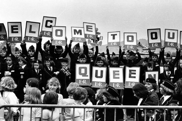 Members of the Boys Brigade and Girls Brigade in Hillsborough Park, Sheffiled for the Silver Jubilee Visit of Queen Elizabeth II, accompanied by HRH Duke of Edinburgh, in 1977