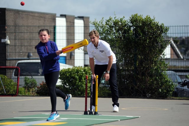 England's second highest Test run scorer and former captain Joe Root attended Dore Primary School in Sheffield, where the cricket star is pictured on his return many years later, and King Ecgbert School.