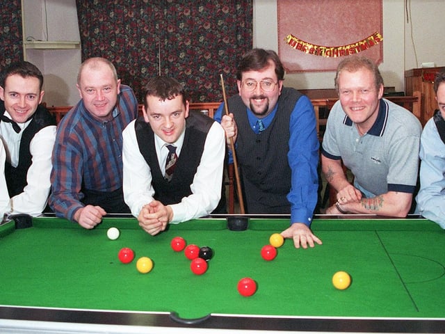 The pro-am pool weekend at the Foresters Arms pub, Adwick, are, from left, Ross McKinness, Mark White, Mark Skelton, Rob McKenna, Alastair Baillie, Paul Frankland and Ian Baker in 1997