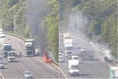 This picture from Highways England shows the blaze on the motorway.
