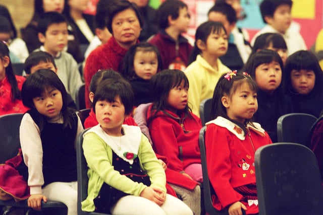 Pictured at Myrtle Springs school, East Bank Road, Sheffield, where the Chinese new Year Celebrations were taking place. Seen are children in the crowd at the celebration, February 2000