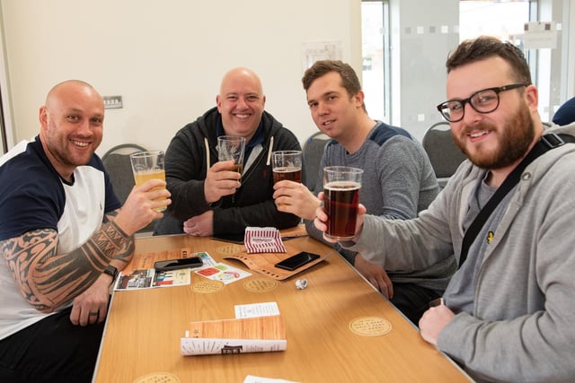 Portchester Beer Festival 2018. Dan Darwin, Mike Child, Mike Bell and Mike Bashforth. Picture: Vernon Nash 180376-005