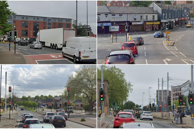These are some of the junctions in Sheffield where drivers have been caught running red lights by police