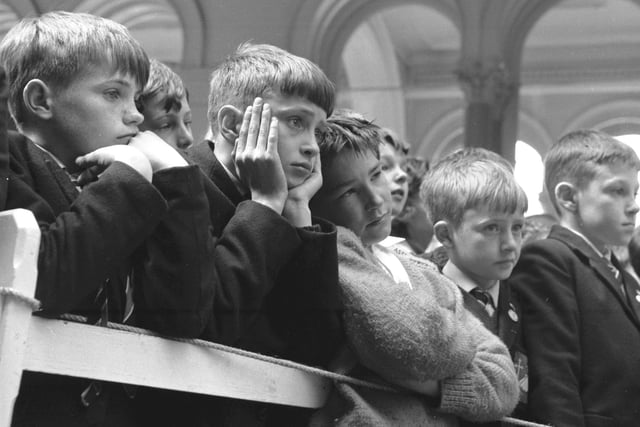 Youngsters are 'captivated' by a talk given by US astronaut Colonel John Glenn at the Royal Museum of Scotland in Chambers Street in June 1966.