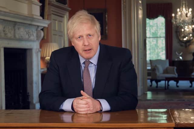 Prime Minister Boris Johnson addressing the nation about coronavirus (COVID-19) from 10 Downing Street - PA Video/Downing Street Pool/PA Wire