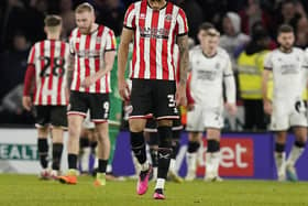 Despair for Daniel Jebbison and Sheffield United during last night's defeat to Middlesbrough at Bramall Lane: Andrew Yates / Sportimage