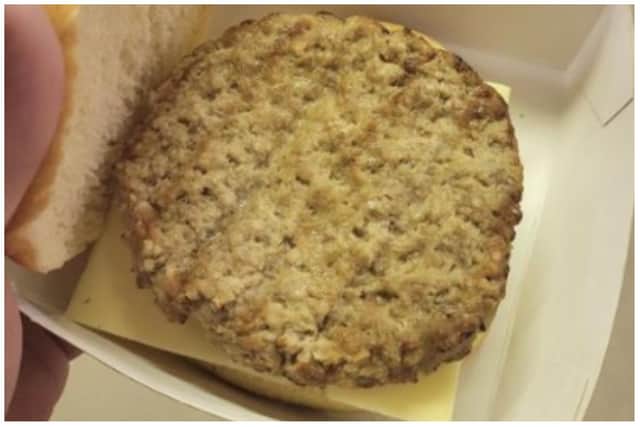 This photo of this cheeseburger, said to have been served at Doncaster Rovers' stadium at a recent game, has gone viral online