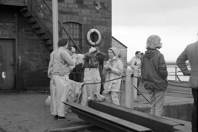 Women getting ready for a day yachting at Granton in 1964.