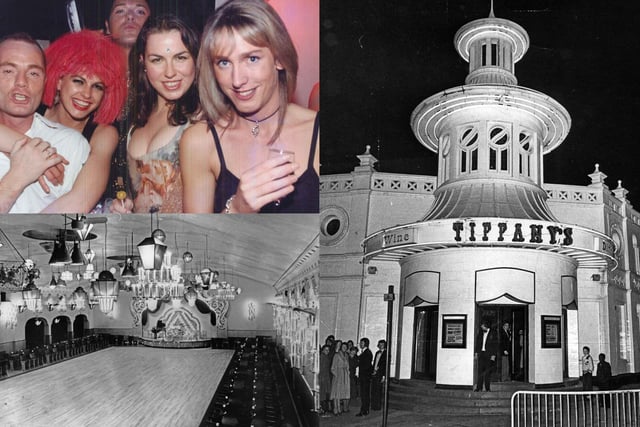 Just some of the many guises of the old Locarno ballroom on London Road, Sheffield, which is today a Budgens supermarket. Pictured clockwise from top left are revellers at the Music Factory nightclub, the facade of Tiffany's, and the ballroom at the Locarno