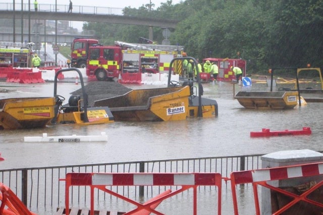 Chesterfield floods June, 2007 pictured us an underwater Horns Bridge