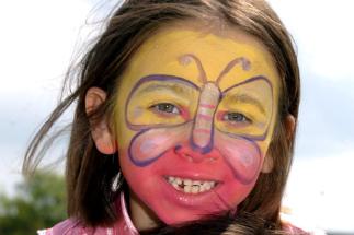 Yasmin Mgloin had her face painted like a butterfly on a Summers day in 2005.