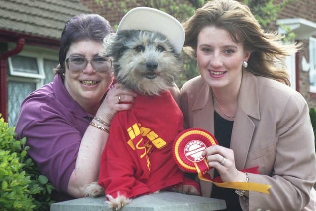 Pet pooch Selwyn was in the news as a winner of a Retro 1996  Wilkinson's Store Pet Competition winner  4 May 1996. Selwyn with owner Jennie Wallis and Claire Battye (right), assistant manageress of Wilkinson's.