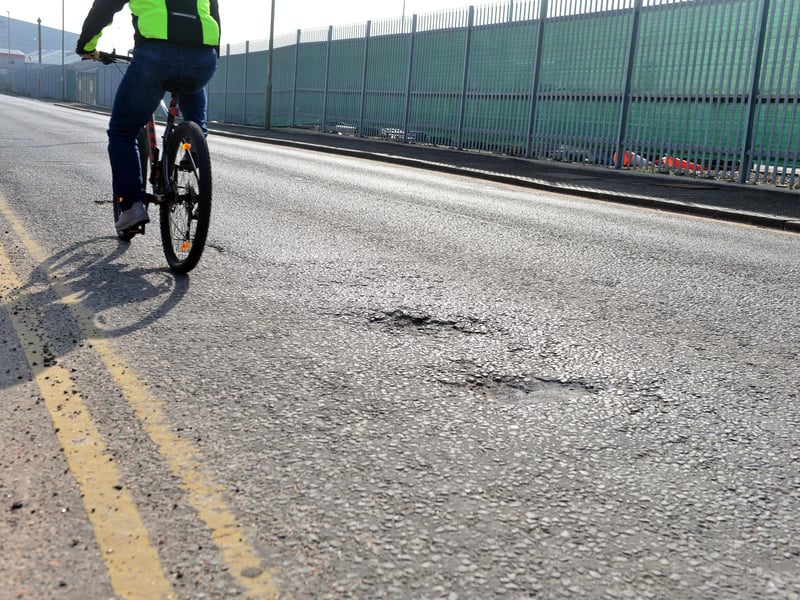 Potholes on Commercial Road in South Shields in 2022, when concerns were rising about accident risks for cyclists.